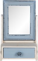 Clayre & Eef Staande Spiegel 25x38 cm Blauw MDF Glas Staande Spiegel
