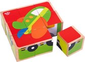 blokkenpuzzel Voertuigen 13,5 x 4,5 cm hout 9-delig