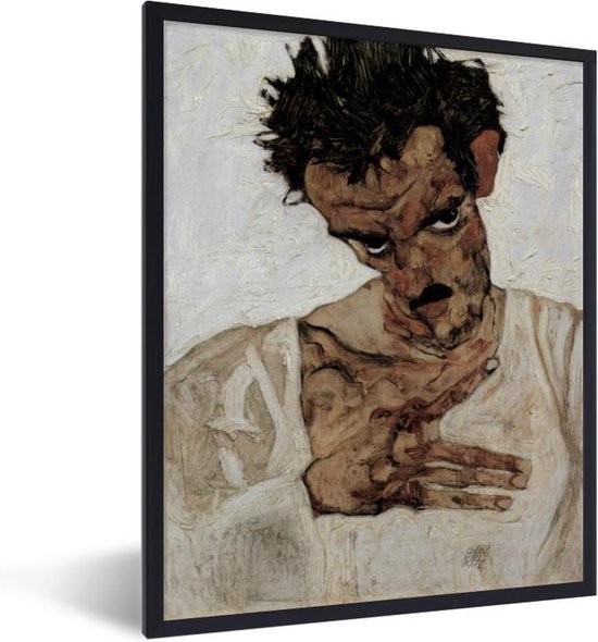 Fotolijst incl. Poster - Self-Portrait with Lowered Head - Egon Schiele - 30x40 cm - Posterlijst