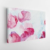 Canvas schilderij - Abstract flowers, close-up fragment of acrylic painting. Creative abstract hand painted background. -     662799925 - 50*40 Horizontal