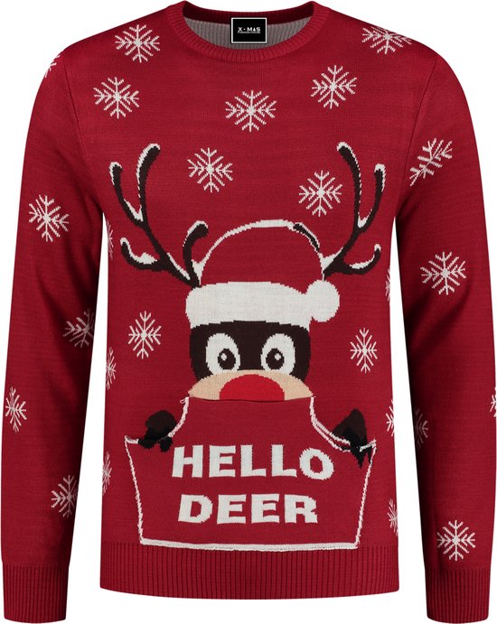 Foute Kersttrui Dames & Heren - Hello Deer - Kerstcadeau Volwassenen - Dames en Heren - Maat 3XL