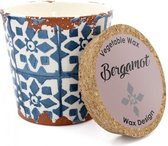 Wax Design Bergamot - Soja kaars in mozaïek pot - 45 branduren - handgemaakt - geur van bergamot