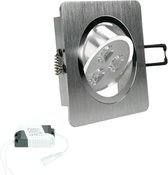 LED-inbouwspots 3 Watt versie COB aluminium draaibaar warm wit dimbaar