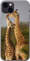 Geschikt voor iPhone 13 hoesje - Giraf - Boom - Kalf - Portret - Siliconen Telefoonhoesje