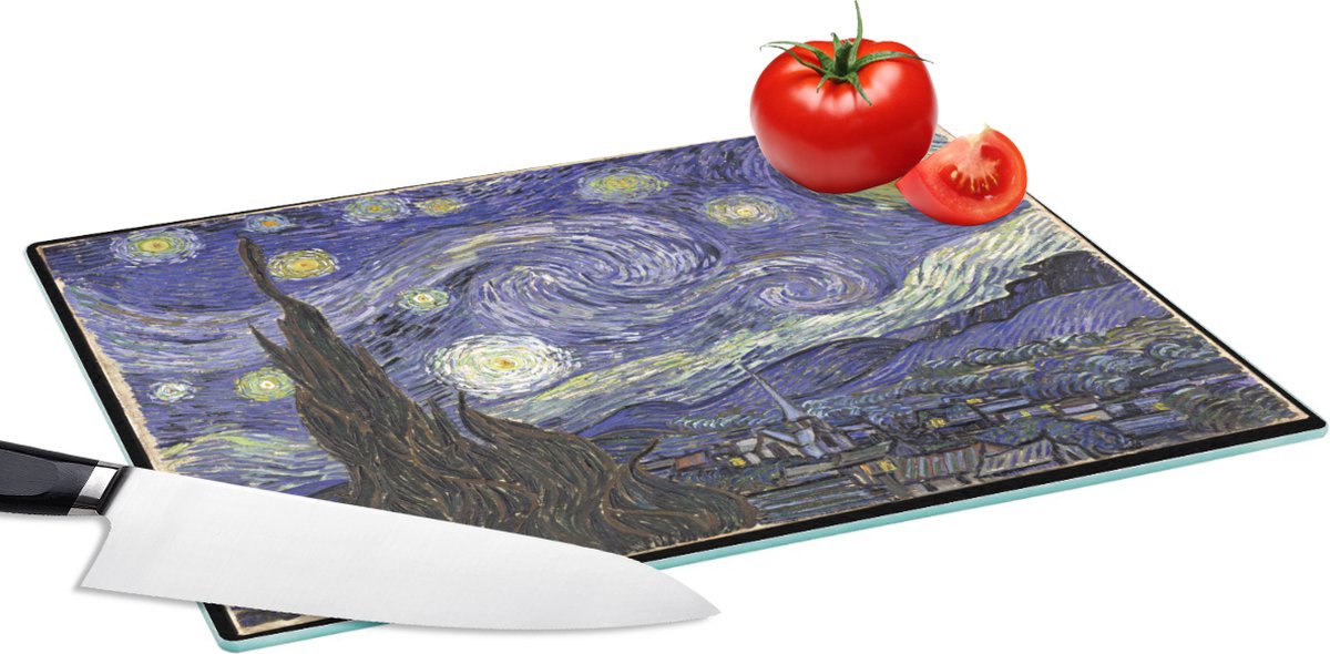 Glazen Snijplank - 39x28 - Sterrennacht - Vincent van Gogh - Snijplanken Glas