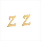 Aramat jewels ® - Oorbellen letter z zweerknopjes goudkleurig chirurgisch staal 10mm