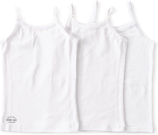 Little Label Ondergoed Meisjes - Hemd Meisje Maat 158-164 - Wit - Zachte BIO Katoen - 3 Stuks - Onderhemd Wit - Voordeelset