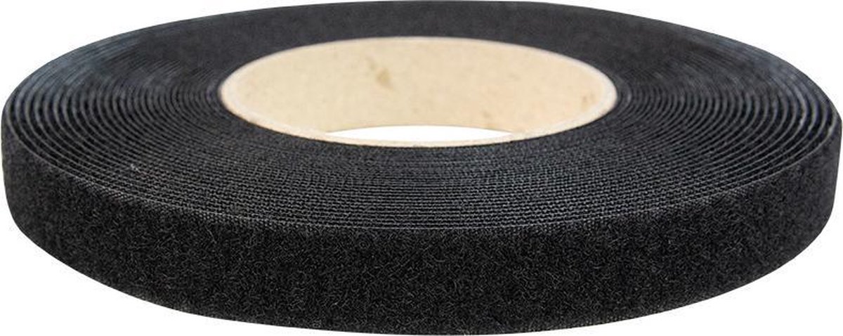 Klittenband - 5 Meter Zwart - Afdekzeilwinkel - 20mm Zelfklevend Acryl Lus Zachte Kant 5 meter Zwart