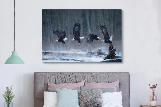 Aigle se lève à 180x120 cm - Tirage photo sur toile (Décoration murale salon / chambre) XXL / Groot format!