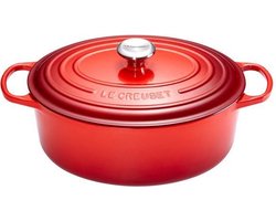 Le Creuset Braadpan Signature Ovaal Kersenrood – Ø 29 cm / 4,7 Liter – Klassieke Ovale Gietijzeren Braadpan – Rode Emaille Coating – Voor Braden, Stoven en Serveren – Geschikt voor Oven, Inductie en Meer