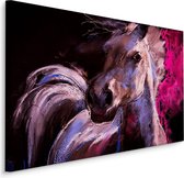 Schilderij - Paard in Pastelkleuren (print op canvas), 4 maten , wanddecoratie