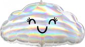 folieballon Iredescent Cloud meisjes 58 x 30 cm wit