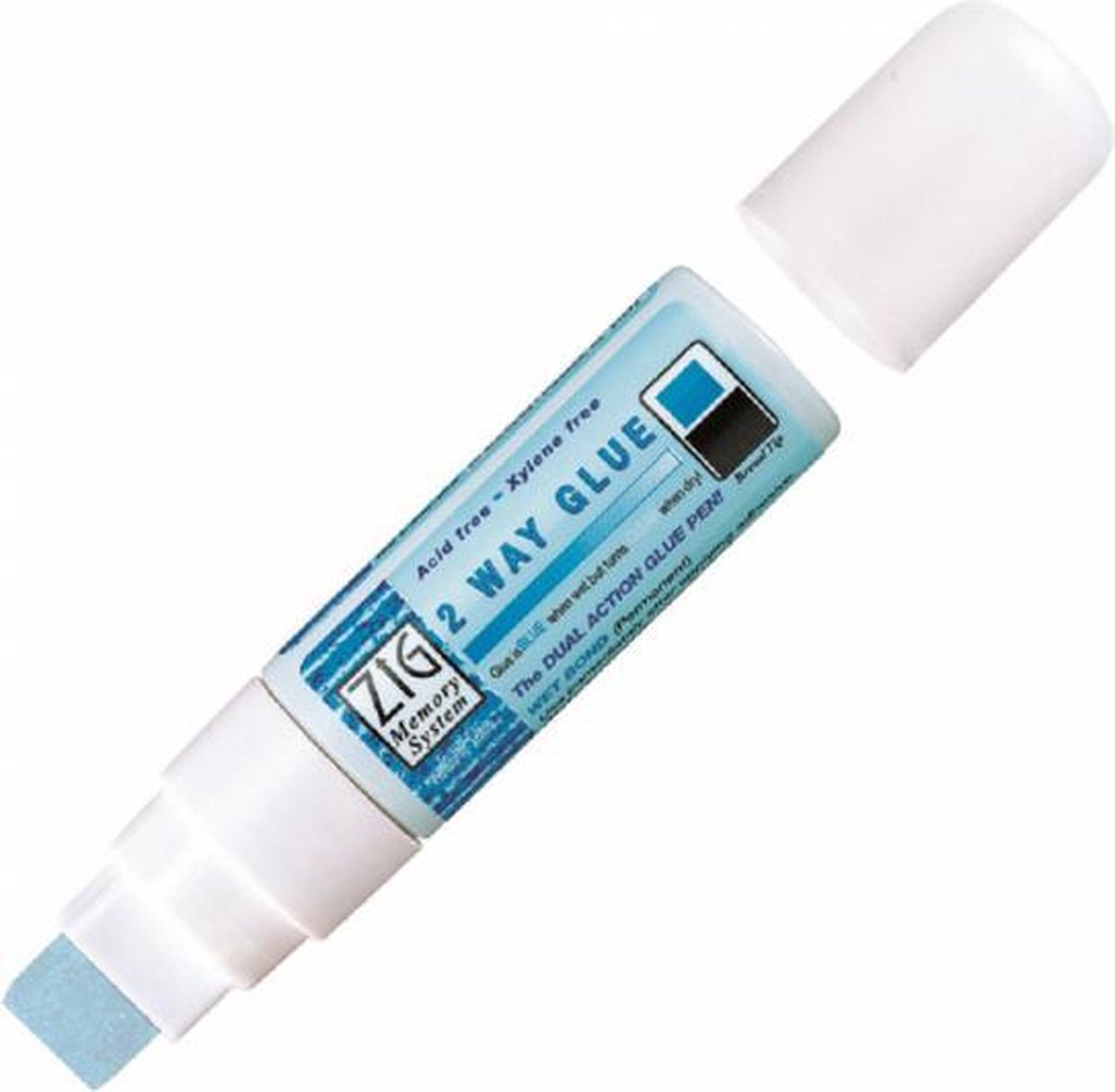 Afbeelding van product globos  lijmstift ZIG beitelvormige punt 15 mm blauw/transparant