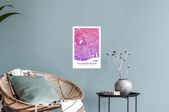 Stickers Stickers muraux - Plan de la ville - Vlaardingen - Violet - Pays- Nederland - 20x30 cm - Feuille adhésive - Carte