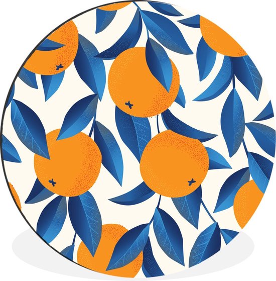 WallCircle - Wandcirkel - Muurcirkel - Sinaasappel - Blauw - Design - Aluminium - Dibond - ⌀ 30 cm - Binnen en Buiten