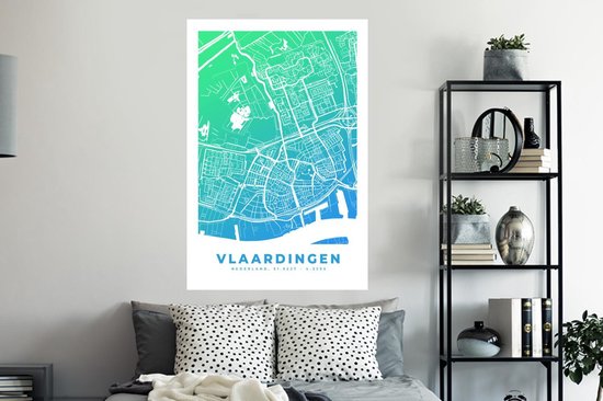 Stickers muraux - Plan de la ville - Vlaardingen - Nederland - 80x120 cm - Feuille adhésive - Carte