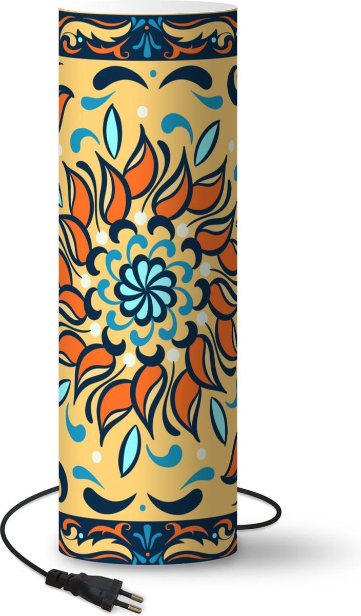 Lamp - Nachtlampje - Tafellamp slaapkamer - Zonnebloemen - Kader - Vierkant - 70 cm hoog - Ø22.3 cm - Inclusief LED lamp