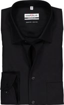 MARVELIS comfort fit overhemd - zwart - Strijkvrij - Boordmaat: 45