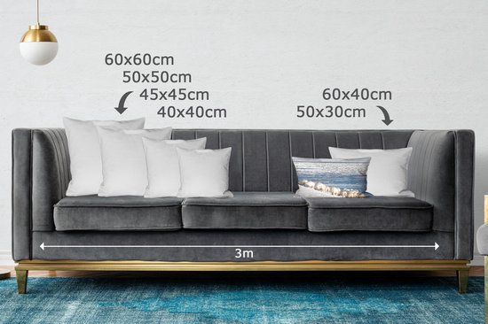 Sierkussen Mer des Wadden pour l'intérieur - Moutons sur la digue de la mer des Wadden - 50x30 cm - Coussin intérieur rectangulaire en coton