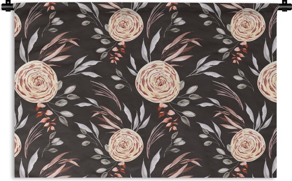 Wandkleed - Wanddoek - Rozen - Natuur - Bruin - 150x100 cm - Wandtapijt