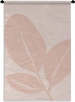 Wandkleed - Wanddoek - Zomer - Bladeren - Roze - 60x90 cm - Wandtapijt