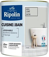 Lome grijze satijnen keuken- en badkamerverf 0,5L Ripolin