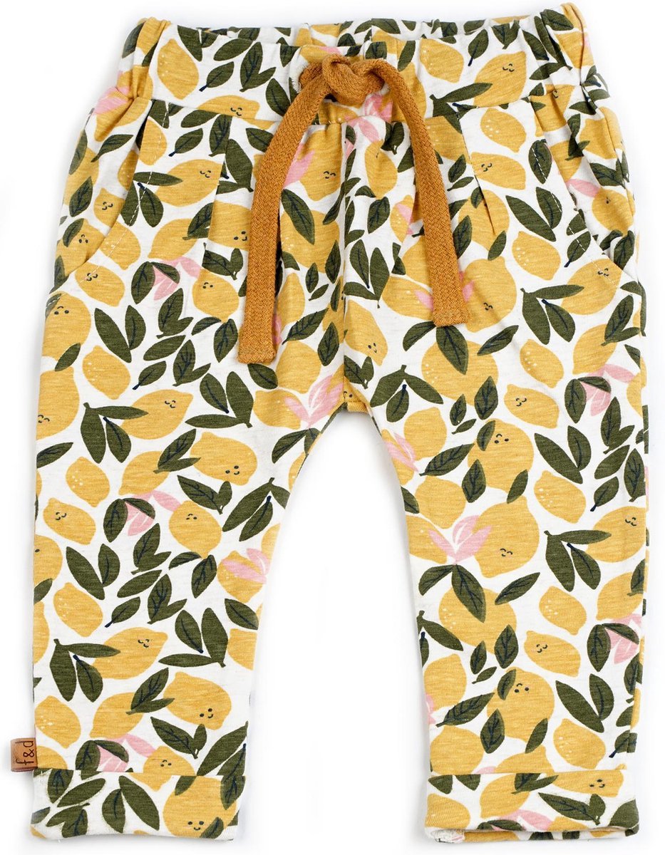 Frogs and Dogs - Broekje Lemon All-over - Okergeel - Maat 62 - Meisjes
