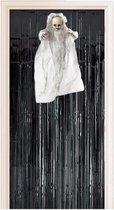 Halloween - Horror decoratie pakket hangende baby geest pop met zwart deurgordijn - Halloween thema versiering