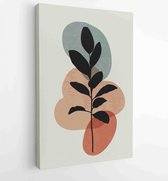 Earth tone boho gebladerte lijntekeningen tekenen met abstracte vorm. Abstract Plant Art-ontwerp voor print, omslag, behang, minimale en natuurlijke kunst aan de muur. 4 - Moderne