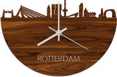 Skyline Klok Rotterdam Palissander hout - Ø 40 cm - Woondecoratie - Wand decoratie woonkamer - WoodWideCities