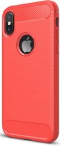 Mobiq - Hybrid Carbon iPhone XS Max Hoesje - rood