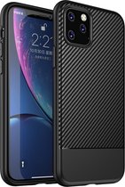 Mobiq - Hybrid Carbon Look iPhone 11 Pro zwart Hoesje TPU | iPhone 11 Pro hoesje | Flexibel Telefoonhoesje | TPU-hoesje | Carbon look