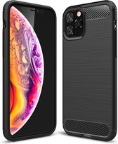 iPhone 11 Carbon Hoesje - Flexibel iPhone 11 Telefoonhoesje TPU - Carbon Look Case iPhone 11 - Mobiq Hybrid Carbon iPhone 11 zwart