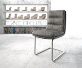 Gestoffeerde-stoel Abelia-Flex sledemodel rond roestvrij staal grijs vintage