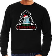 Dieren kersttrui dolfijn zwart heren - Foute dolfijnen kerstsweater - Kerst outfit dieren liefhebber XL