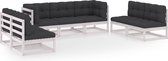 Decoways - 7-delige Loungeset met kussens massief grenenhout