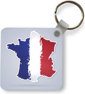 Sleutelhanger - Een illustratie van Frankrijk in de kleuren van de vlag - Plastic - Rond - Uitdeelcadeautjes