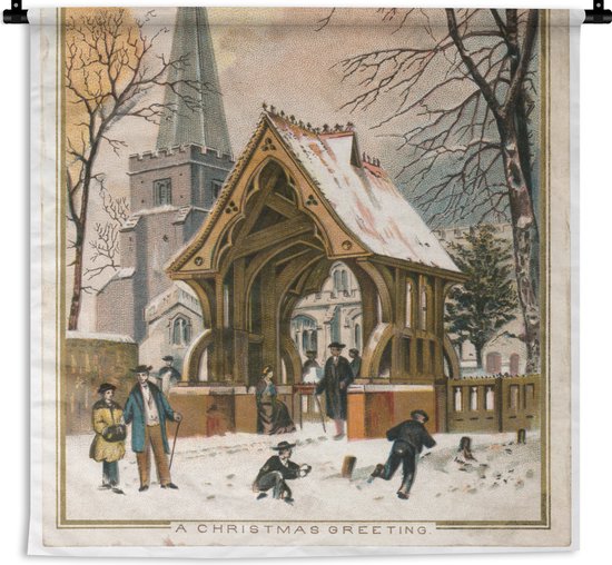 Tenture murale - Tissu mural - Noël - Hiver - Rétro - 150x150 cm - Tapisserie