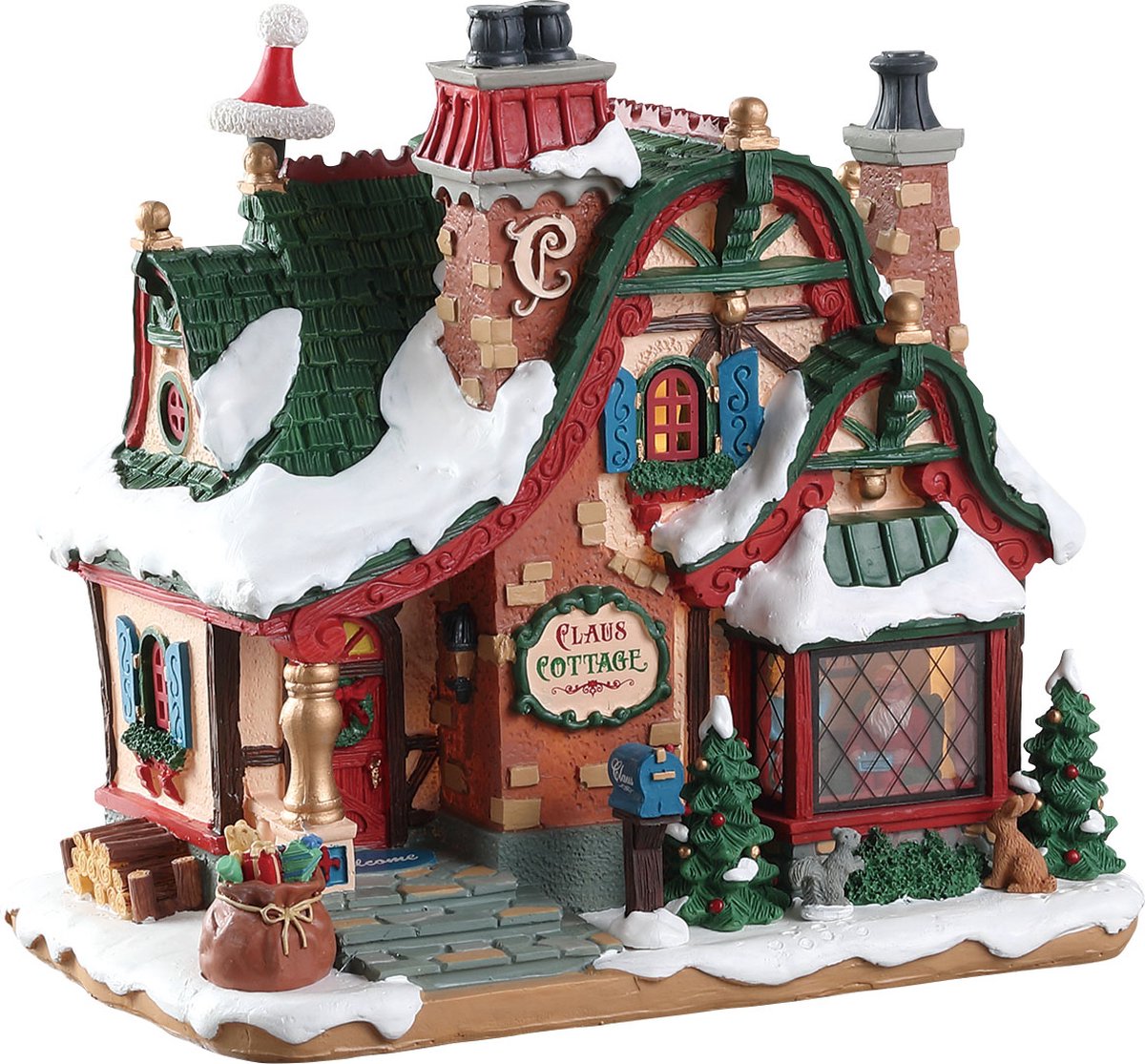Lemax - The Claus Cottage - Kersthuisje met verlichting in kerstdorp.