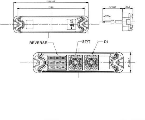 Benson feu arrière remorque - caravane - carré - 98 x 104 mm pour remorque  - gauche et