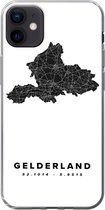 Geschikt voor iPhone 12 mini hoesje - Gelderland - Kaart - Zwart - Siliconen Telefoonhoesje