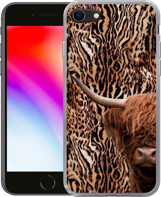 Coque iPhone 7 - Highlander écossais - Vache - Imprimé panthère - Siliconen