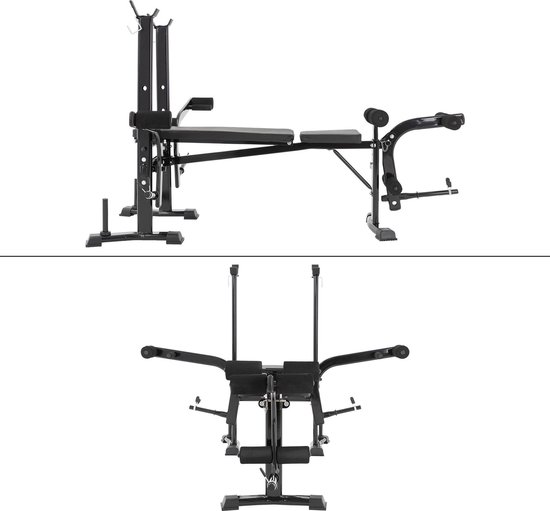 Multifunctionele bank, gewichtsbank, zwart, van metaal, tot 255 kg