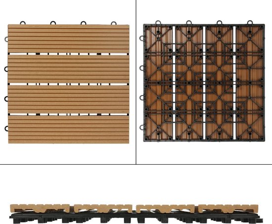 Randaco WPC terrastegels, 30 x 60 cm, set van 6 voor 1 m², houtlook, kunststof tegels, kliktegels, balkontegels met drainage, voor tuin, terras, gemakkelijk te leggen, antraciet Randaco WPC terrastegels, 30 x 60 cm, set van 6 voor 1 m², houtlook, kunststof tegels, kliktegels, balkontegels met drainage, voor tuin, terras, gemakkelijk te leggen, antraciet