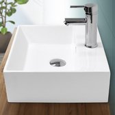 Lavabo, coin 415x360x130 mm, blanc, céramique - avec vidage avec trop-plein