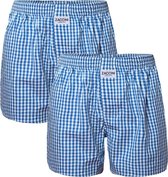 Zaccini - Heren Boxershorts - 2 pack - Woven - Lichtblauw geblokt