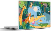 Laptop sticker - 10.1 inch - Jungle - Design - Dieren - Kind - 25x18cm - Laptopstickers - Laptop skin - Cover