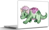 Laptop sticker - 17.3 inch - Dinosaurus - Kinderkamer - Groen - Jongens - Meisjes - Kinderen - 40x30cm - Laptopstickers - Laptop skin - Cover