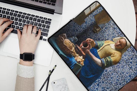 Housse pour ordinateur portable 15 pouces - Melkmeisje - Blauw de Delft - Vermeer - Housse pour ordinateur portable