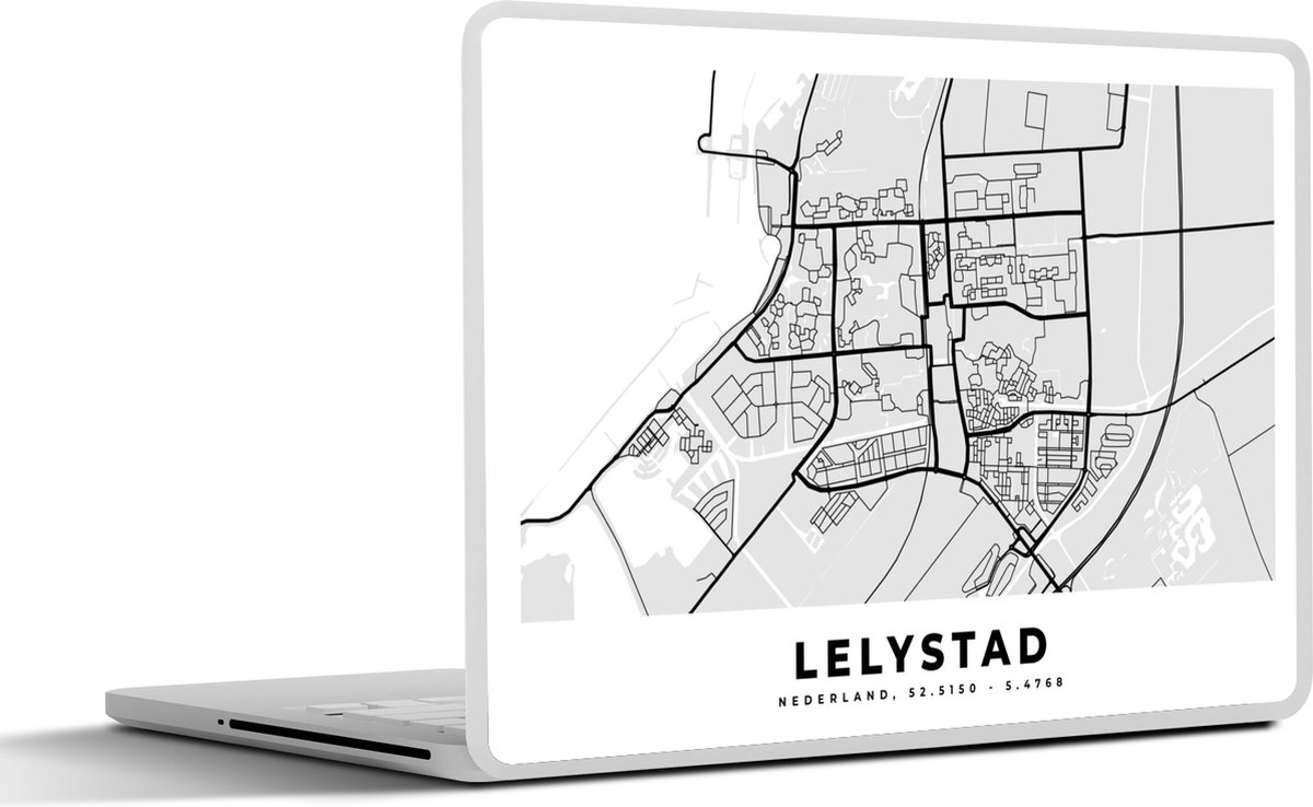 Laptop sticker - 17.3 inch - Kaart - Lelystad - Nederland - 40x30cm - Laptopstickers - Laptop skin - Cover